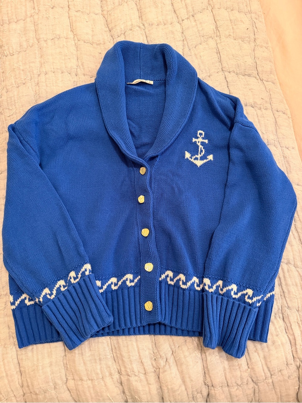 Abercrombie Nautical Collared Cardigan Sweater - Blue - Picture 6 of 9